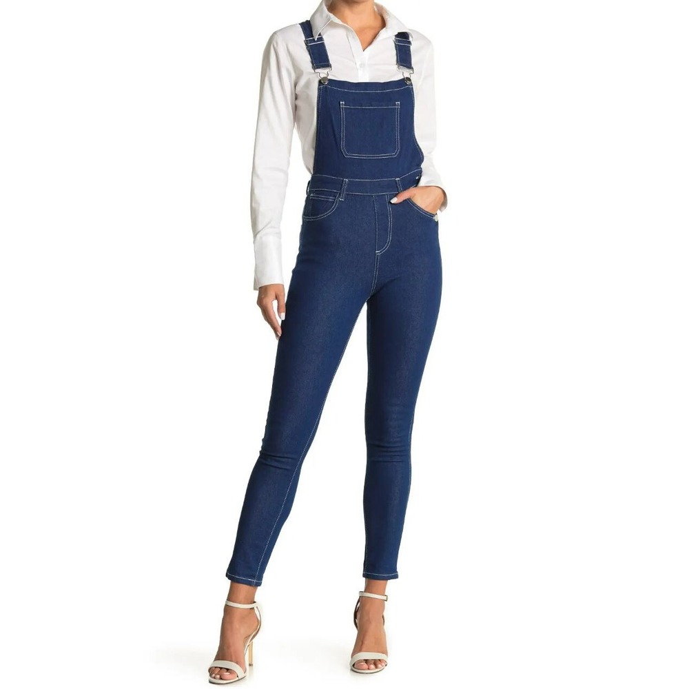 WEWOREWHAT women jean overall jumpsuit S20CN017 high rise blue sz XS $168
